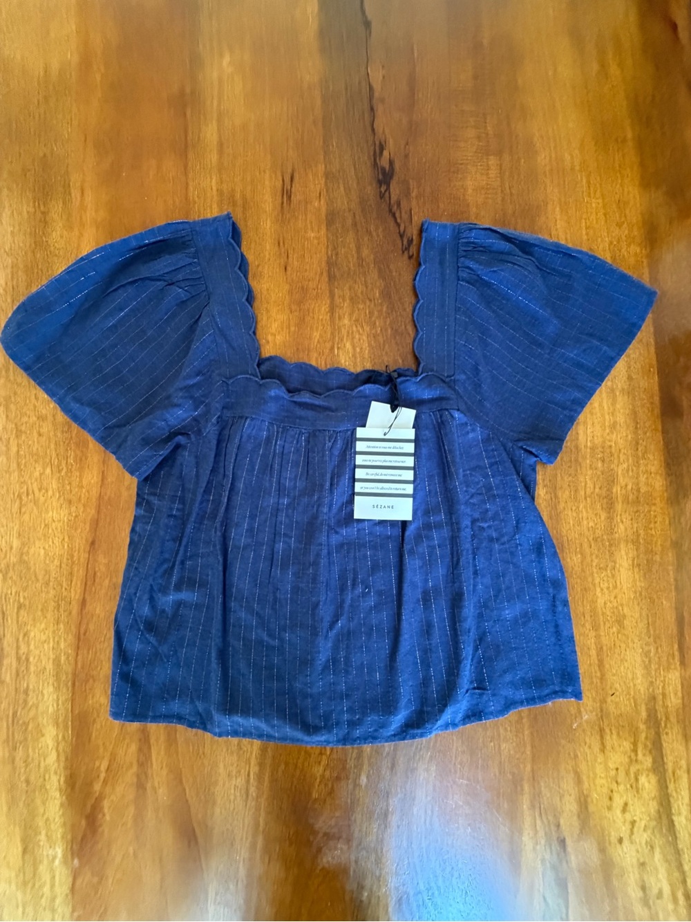 NWT Sezane Blouse Béa. Bleu Océan - Size 42